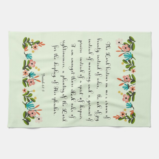 Bible Verses Art - Isaiah 61:3 Tea Towel (Horizontal)