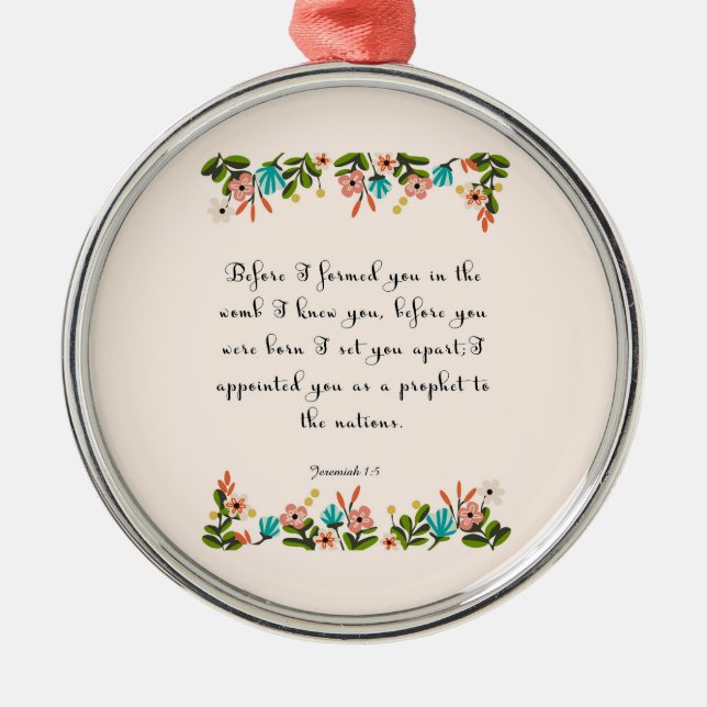 Bible Verses Art - Jeremiah 1:5 Metal Tree Decoration (Front)