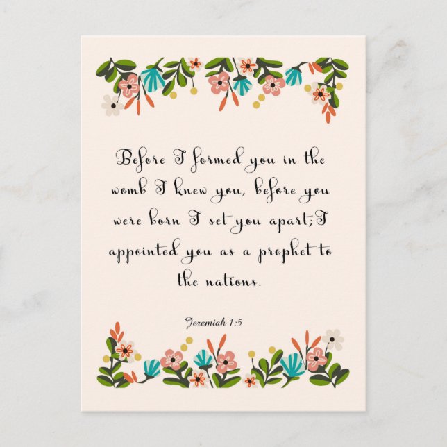 Bible Verses Art - Jeremiah 1:5 Postcard (Front)