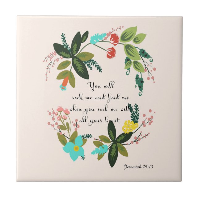 Bible Verses Art - Jeremiah 29:13 Tile (Front)