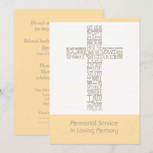 Bible Verses from John 14 Memorial Service 11 Invitation (Front/Back)