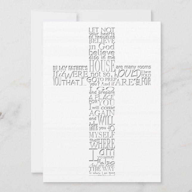 Bible Verses from John 14 Memorial Service Invitation (Front)
