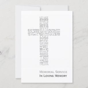 Bible Verses from John 14 White Memorial Service Invitation