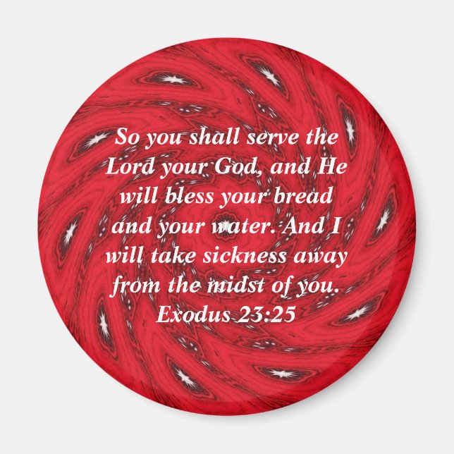 Bible Verses Healing Scripture Quote Exodus 23:25 Magnet (Front)