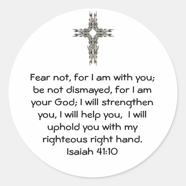 Bible Verses Inspirational Quote Isaiah 41:10 Classic Round Sticker (Front)