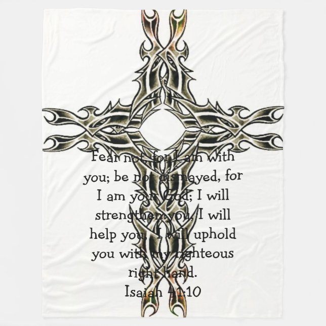 Bible Verses Inspirational Quote Isaiah 41:10 Fleece Blanket (Front)