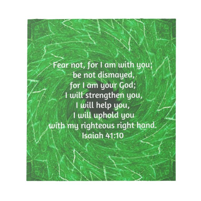 Bible Verses Inspirational Quote Isaiah 41:10 Notepad (Front)
