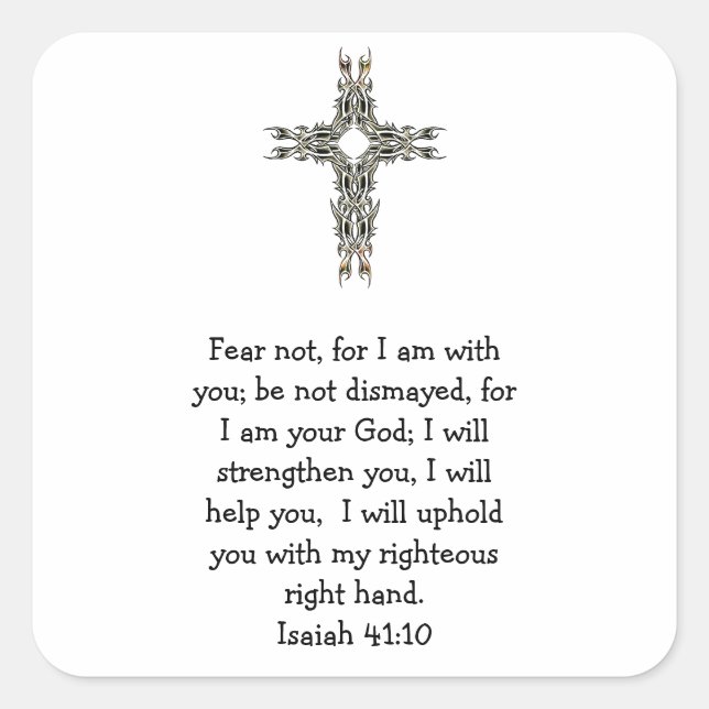 Bible Verses Inspirational Quote Isaiah 41:10 Square Sticker (Front)
