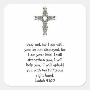 Bible Verses Inspirational Quote Isaiah 41:10 Square Sticker