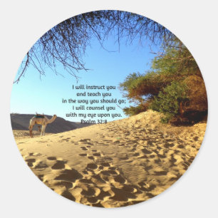 Bible Verses Inspirational Quote Psalm 32:8 Classic Round Sticker