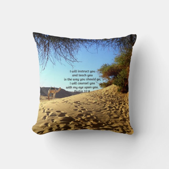 Bible Verses Inspirational Quote Psalm 32:8 Cushion (Front)