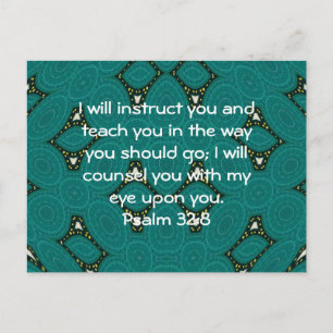 Bible Verses Inspirational Quote Psalm 32:8 Postcard