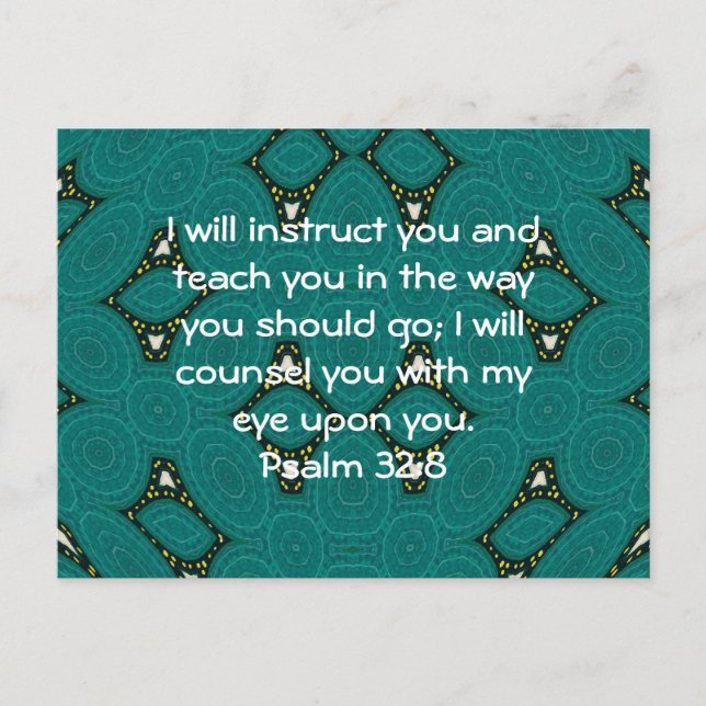 Bible Verses Inspirational Quote Psalm 32:8 Postcard (Front)