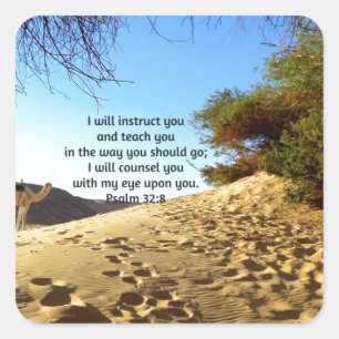 Bible Verses Inspirational Quote Psalm 32:8 Square Sticker