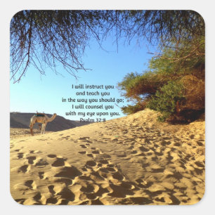 Bible Verses Inspirational Quote Psalm 32:8 Square Sticker