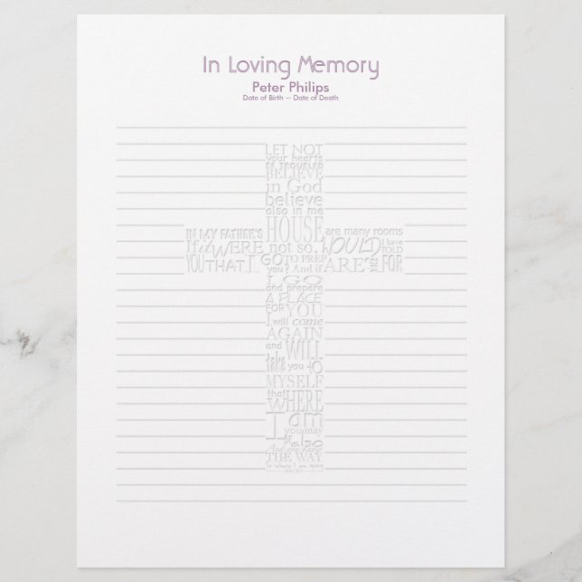 Bible Verses John14 Funeral Book Filler Page - 5 (Front)