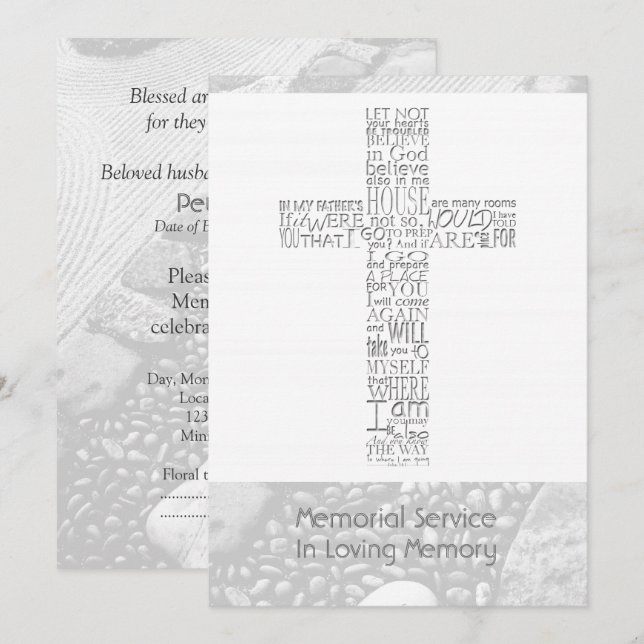 Bible Verses John 14 Memorial Service 3 Invitation (Front/Back)