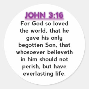 Bible Verses - John 3.16 KJV Classic Round Sticker
