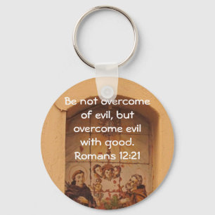 Bible Verses Love Quote Saying Romans 12:21 Key Ring