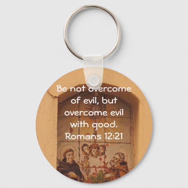 Bible Verses Love Quote Saying Romans 12:21 Key Ring (Front)