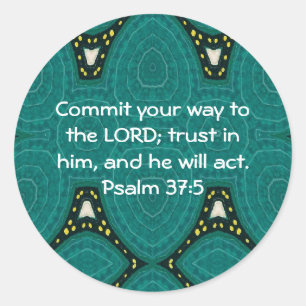 Bible Verses Motivational Scriptures Psalm 37:5 Classic Round Sticker
