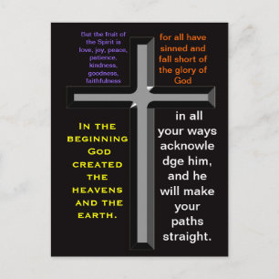 Bible verses on a colourful postcard