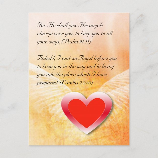 Bible verses red heart grunge design, postcard (Front)