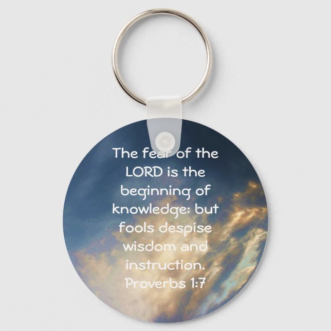 Bible Verses Wisdom Quote Saying Proverbs 1:7 Key Ring (Front)