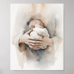 Bible Watercolor - Newborn Gift, Christian Baby Ar Poster