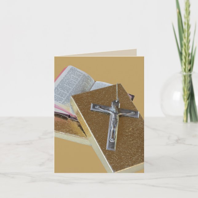 Bible words quotes Jesus crucifix cross necklace Note Card (Front)