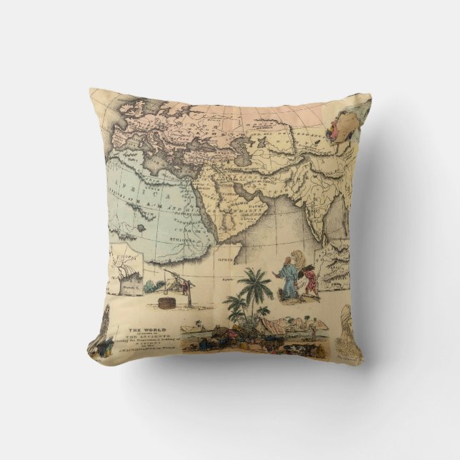 Bible World known to-the Ancients Throw Pillow (Front)