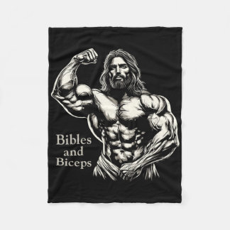 Bibles And Biceps - Funny Bodybuilding Jesus Gym W Fleece Blanket