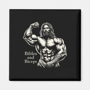 Bibles And Biceps - Funny Bodybuilding Jesus Gym W Magnet