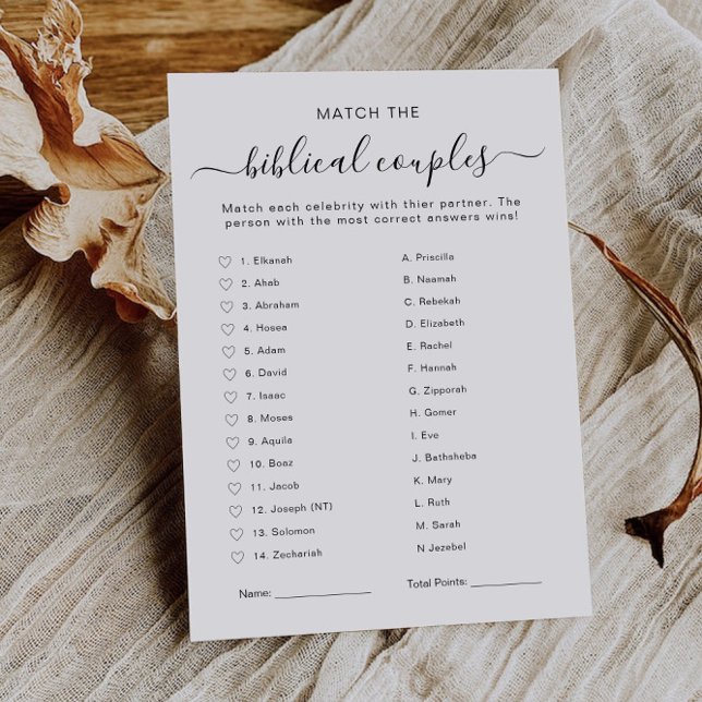 Biblical Couples Quiz Bible Couples Bridal Shower Invitation (Biblical Couples Quiz Bible Couples Bridal Shower Invitation)