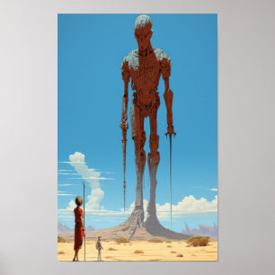 Biblical David and Goliath Moebius Illustration Po Poster