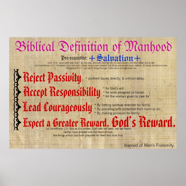 Biblical Definition of Manhood. Poster (Front)