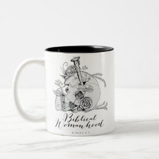 Biblical Womanhood Skull - Jael and the Tent Peg Two-Tone Coffee Mug