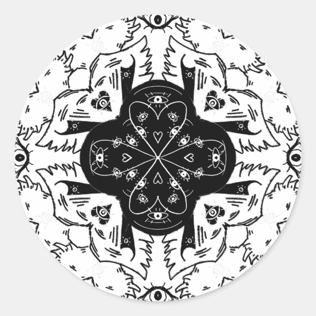 Biblically accurate angel mandala classic round sticker (Front)