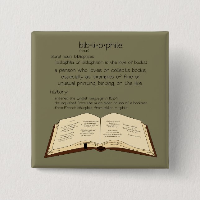 Bibliophile 15 Cm Square Badge (Front)