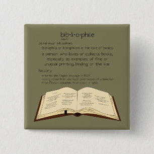 Bibliophile 15 Cm Square Badge
