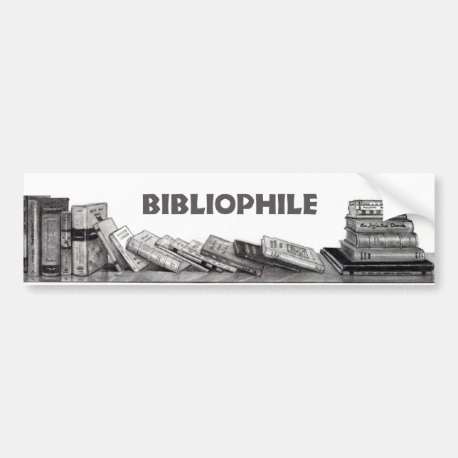 Bibliophile: Book Lover: Bookworm: Pencil Art Bumper Sticker (Front)