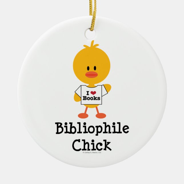 Bibliophile Chick Ornament (Front)