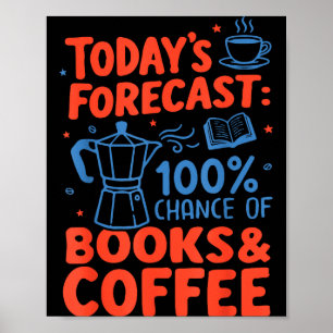 Bibliophile coffee lover retro moka pot novel poster