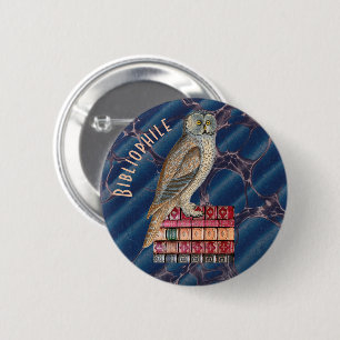 Bibliophile Owl 6 Cm Round Badge