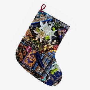 Bibliophile Poe Lilies Large Christmas Stocking