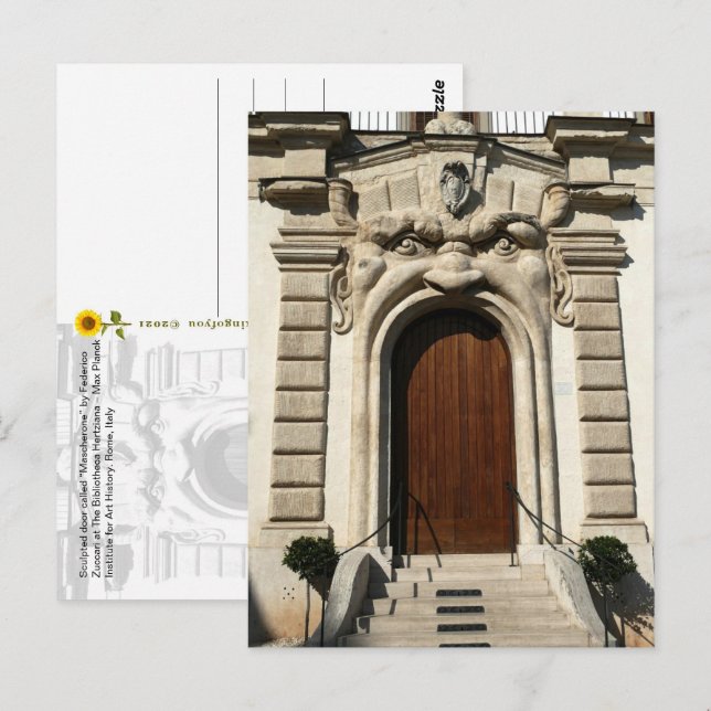 Bibliotheca Hertziana's door. Rome, Italy postcard (Front/Back)