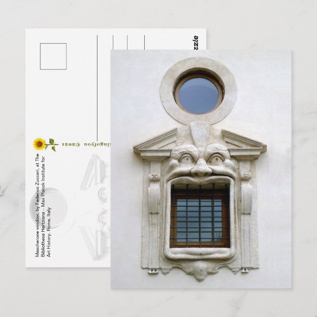 Bibliotheca Hertziana's window. Rome, IT postcard (Front/Back)