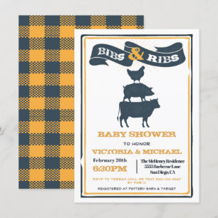Bibs and Ribs Baby Shower BBQ Invitation