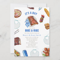 Bibs & Ribs BBQ Cookout Boy Baby Shower 