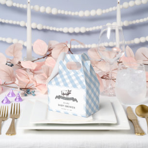 Bibs & Ribs BBQ Rustic Blue Gingham Baby Shower Favour Box